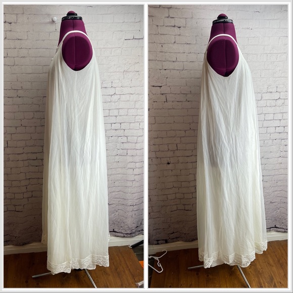 Intime California vintage robe and gown peignoir set creamy white nylon size s - Picture 5 of 6